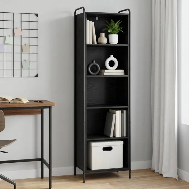 vidaXL Boekenkast 55,5 x 33 x 174 cm Bewerkt hout Zwart eiken, foto 2