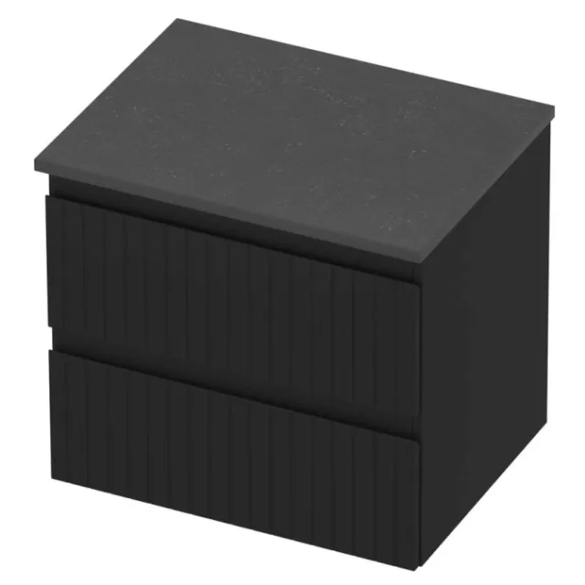 Proline Deck Badmeubelset Hardsteen Symmetrisch Gefreesd 60x46x55 cm Blue Stone Mat Zwart