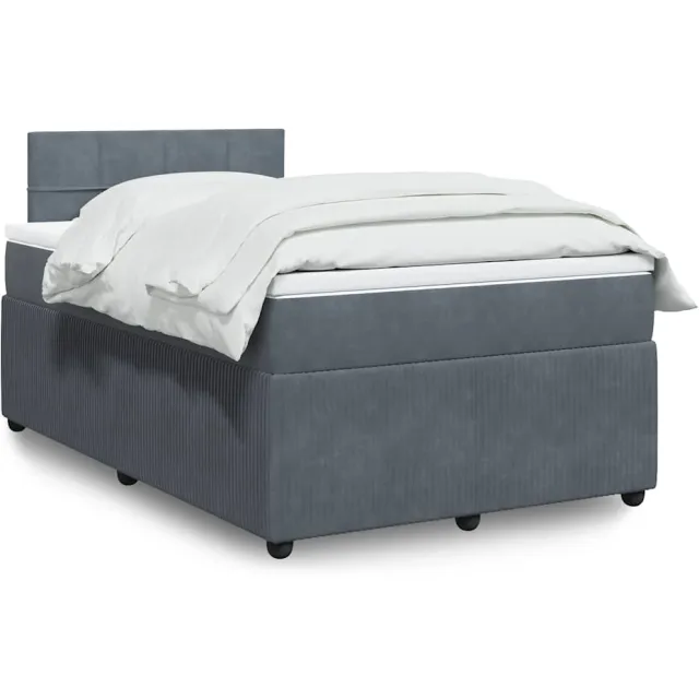 vidaXL Boxspring met matras fluweel donkergrijs 120x190 cm grijs