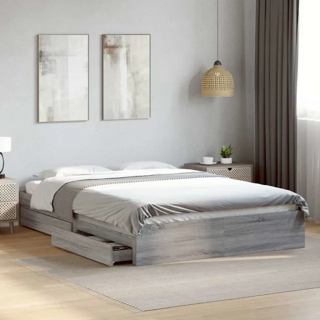 vidaXL Bedframe met lades bewerkt hout grijs sonoma eiken 160x200 cm