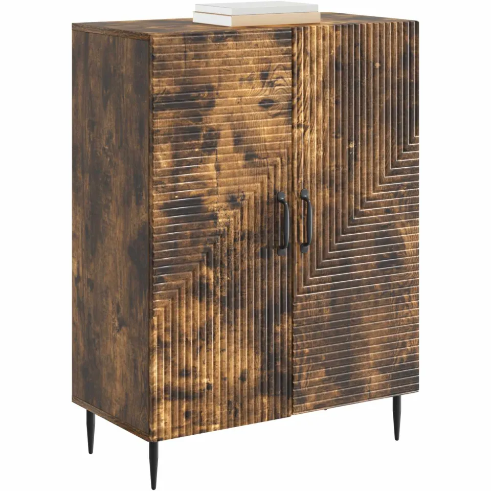 vidaXL Dressoir Gerookt eiken 66 x 34,5 x 89,5 cm Bewerkt hout Bruin