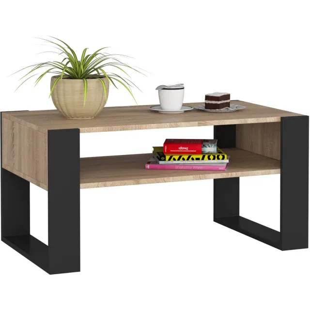 Akord Salontafel Koffietafel DOMI / Sonoma Eik - Zwart / 92x45x53 cm