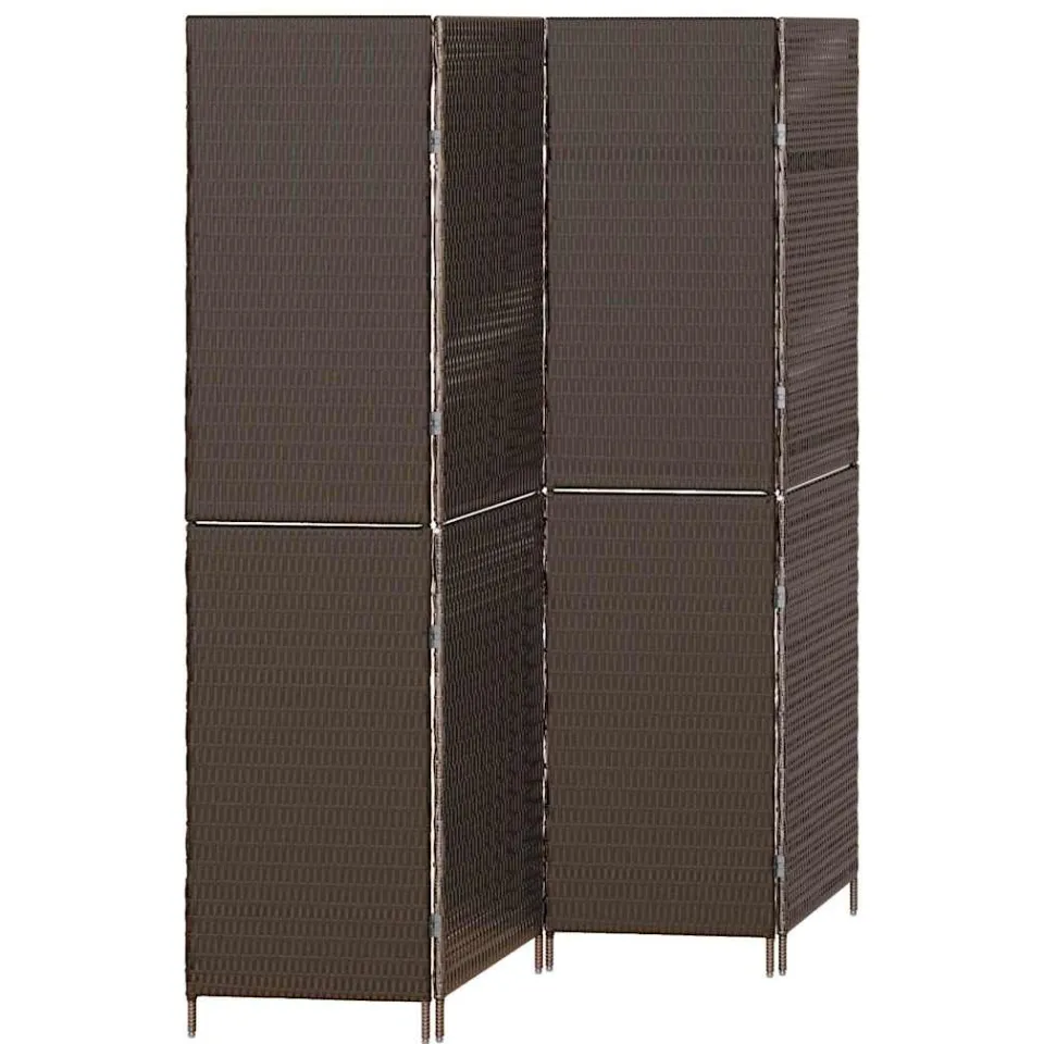 vidaXL Kamerverdeler Bruin 195 x 180 cm poly rattan