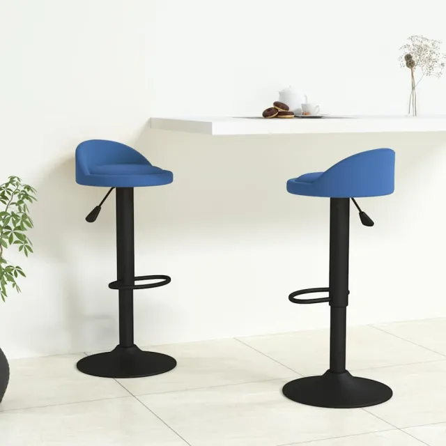 vidaXL Barkrukken 2 st fluweel blauw, foto 2