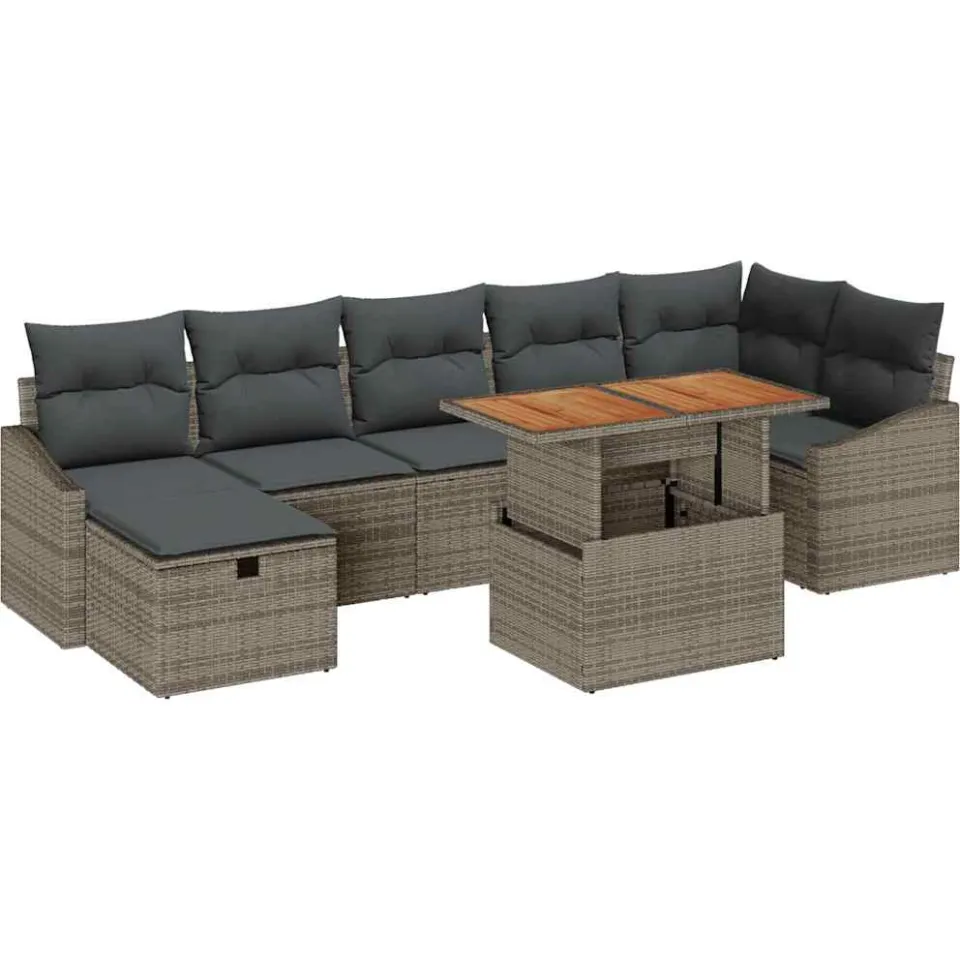 vidaXL Tuin Sofa Set 8 st Grijs poly rattan