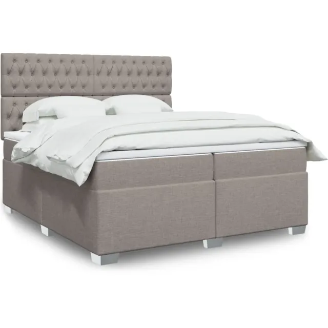 vidaXL Boxspring met matras stof taupe 200x200 cm