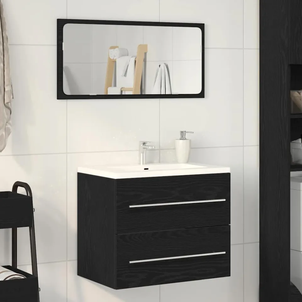 vidaXL Wastafelkast 60x38,5x48 cm spaanplaat zwart eikenkleurig, foto 2