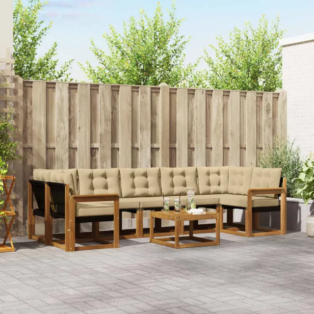 vidaXL Buiten bankenset 8 st 7-zits Natuurlijk en Beige