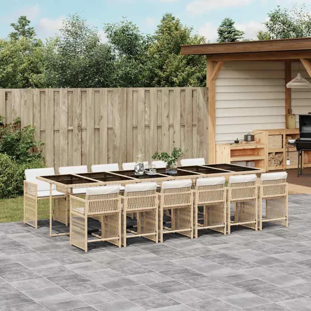 vidaXL 13-delige Tuinset met kussens poly rattan beige, foto 2