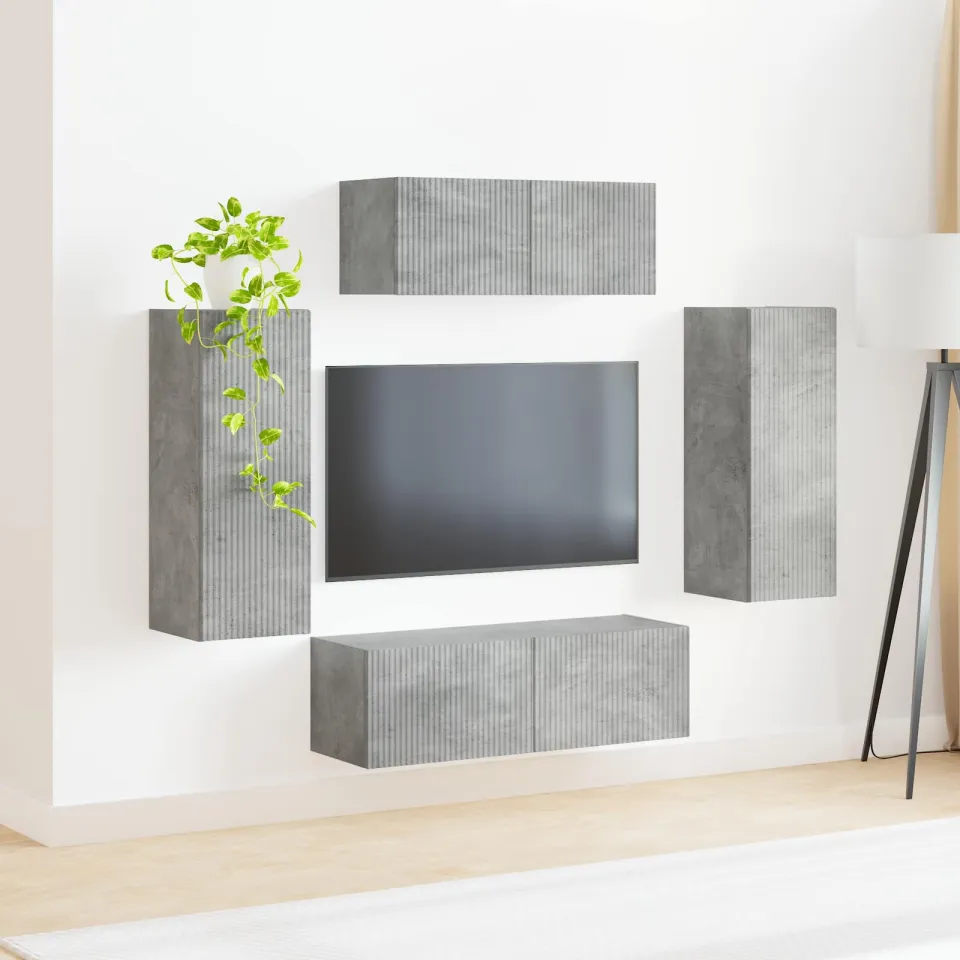vidaXL Tv-meubelset 4 st Beton Grijs Bewerkt hout, foto 3