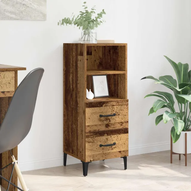 vidaXL Dressoir Oud hout 34 x 34.5 x 90 cm Bewerkt hout bruin, foto 2