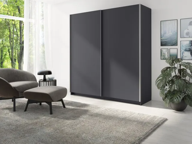 Promeubels Kledingkast Geneve - Grijs - 151cm x 199cm (B x H) - Garderobekast - Slaapkamer - Schuifdeur