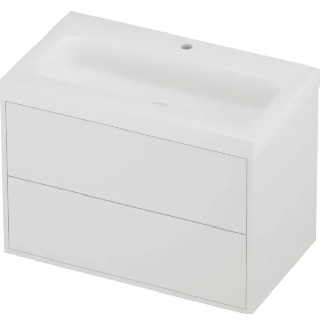 Proline Haga Badmeubelset Polystone Mezza 1 Kraangat Voor Grepen 80x46x58 cm Mat Wit Mat White