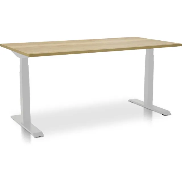 Multi Ratio Zit-sta bureau elektrisch verstelbaar - MRC PRO NEN-EN 527 | 160 x 80 cm | frame wit - blad robuust eiken - met kabelmanagement | memory functie met USB | 150kg draagvermogen Wit frame