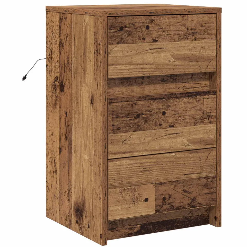 vidaXL Nachtkastje Oudhout 38 x 34 x 61 cm Bewerkt hout bruin, foto 3
