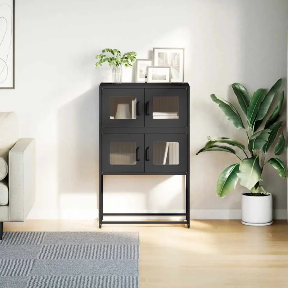 vidaXL Hoge kast 68x39x107 cm staal zwart, foto 3