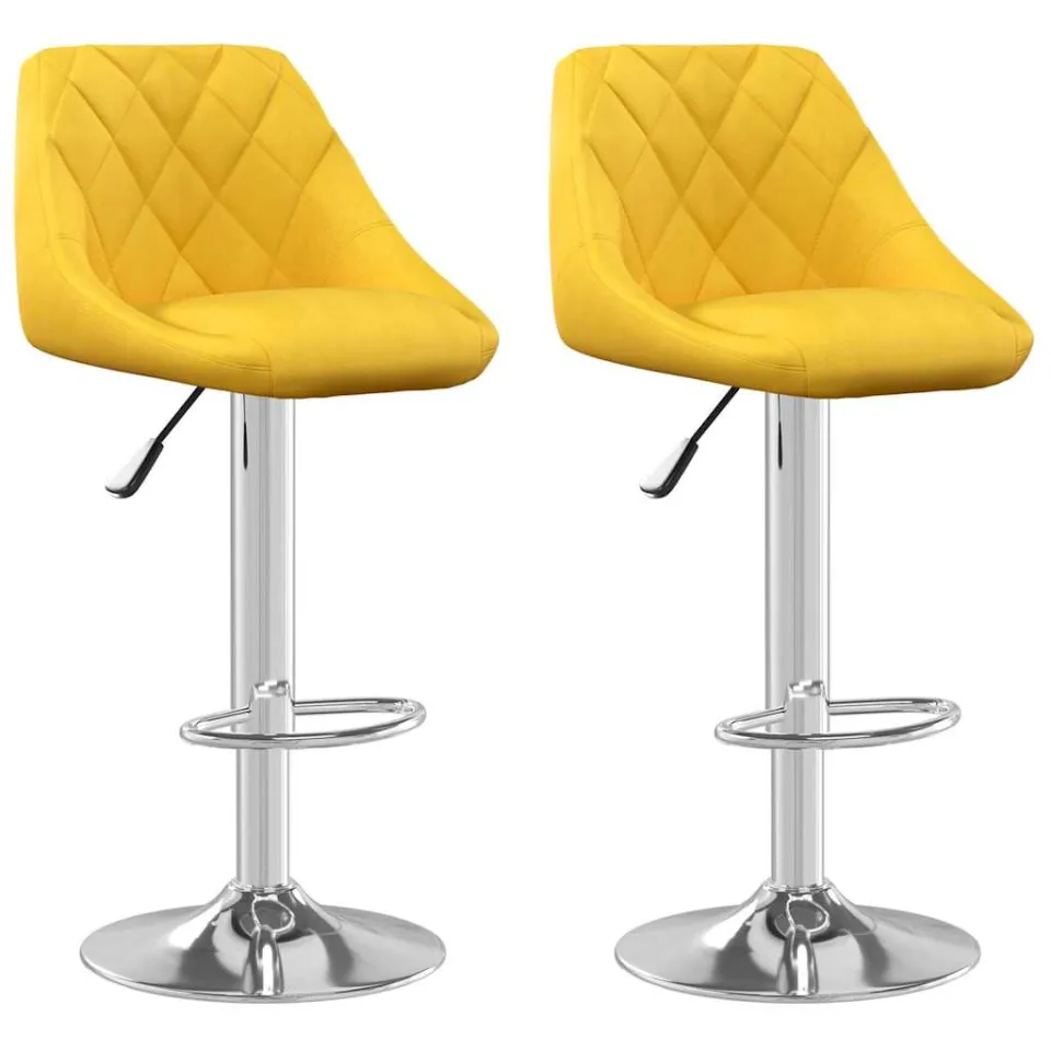 vidaXL Barkrukken 2 st fluweel mosterdgeel, foto 3