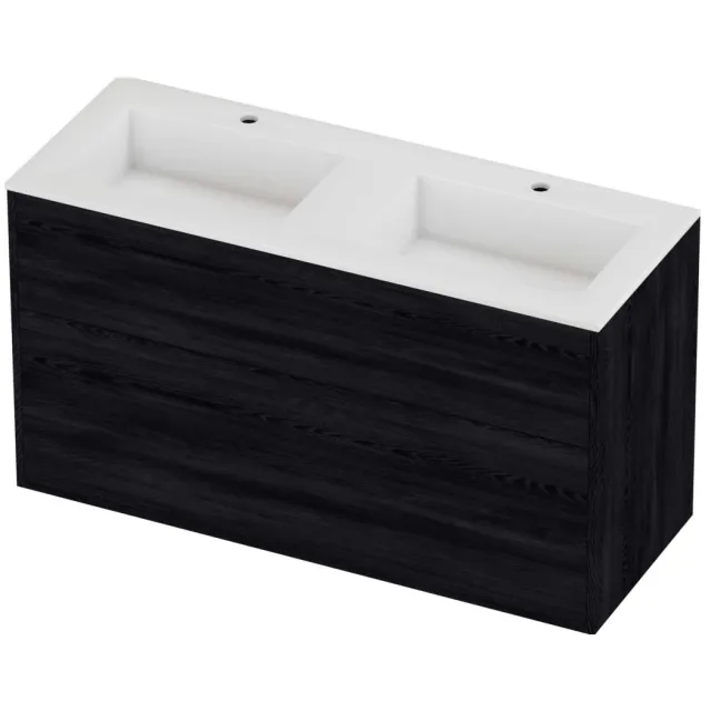 Proline Aristo Badmeubelset Polystone Elegant In Kader 120x46x67 cm Glans Wit Black Oak Eiken