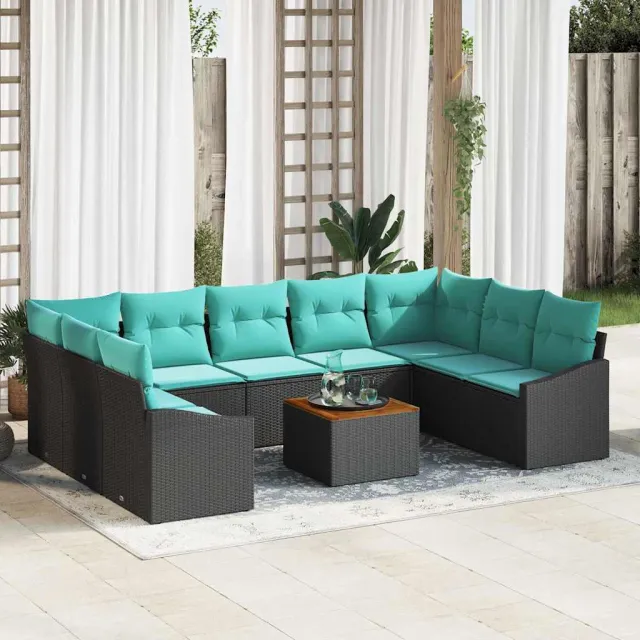 vidaXL Tuinbankenset 10 st Zwart poly rattan, foto 2
