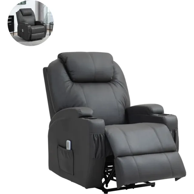 GranMaison Massagestoel - Relaxfauteuil - Zetel - 1 persoons - Met armleuning - Zeer comfortabel - Elektrisch - Donkergrijs Donkergrijs versie 3