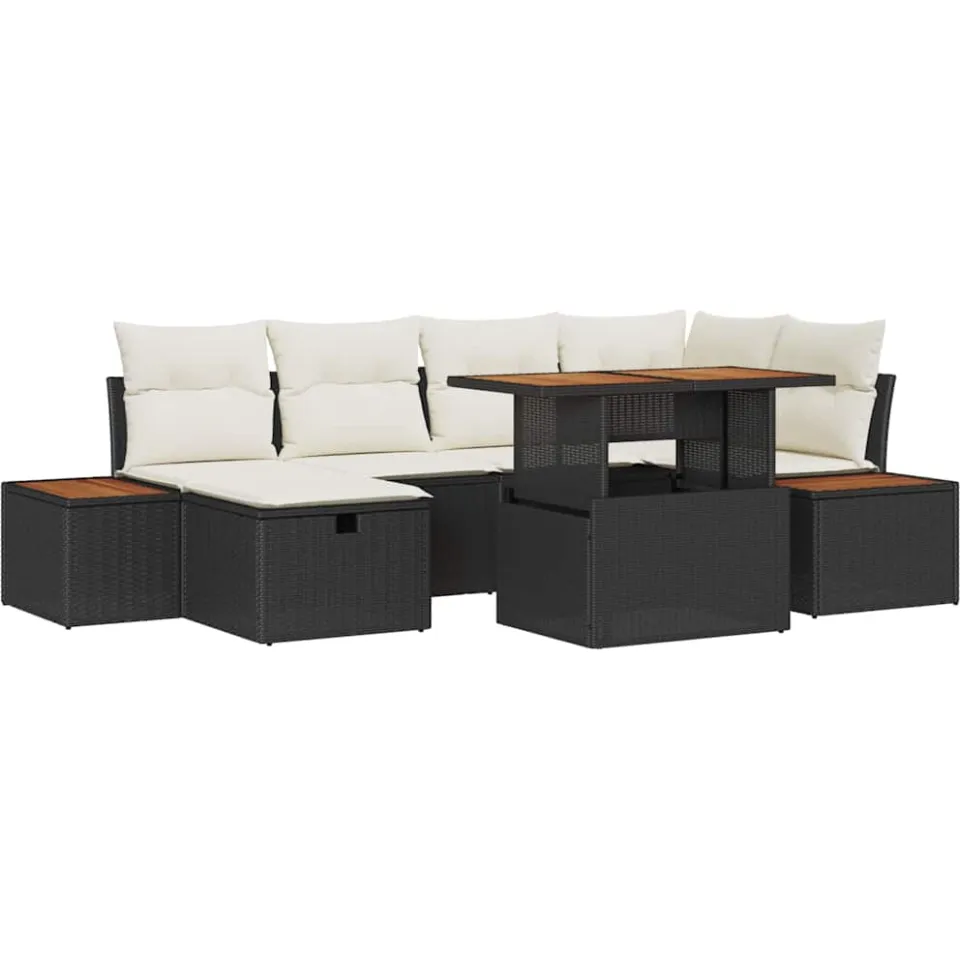 vidaXL Tuin Sofa Set 7 st Zwart poly rattan