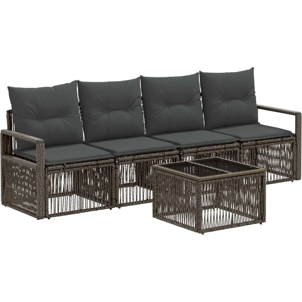 vidaXL Tuinbankenset 5 st Grijs poly rattan, foto 3
