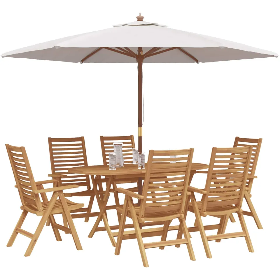 vidaXL Tuin eettafelset 7 st Bruin Massief Teakhout