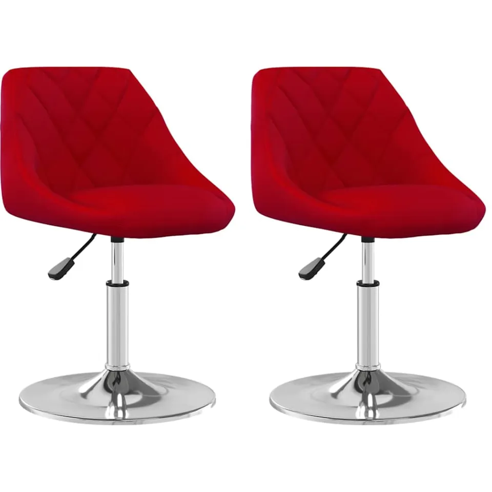 vidaXL Eetkamerstoelen draaibaar 2 st fluweel wijnrood, foto 3
