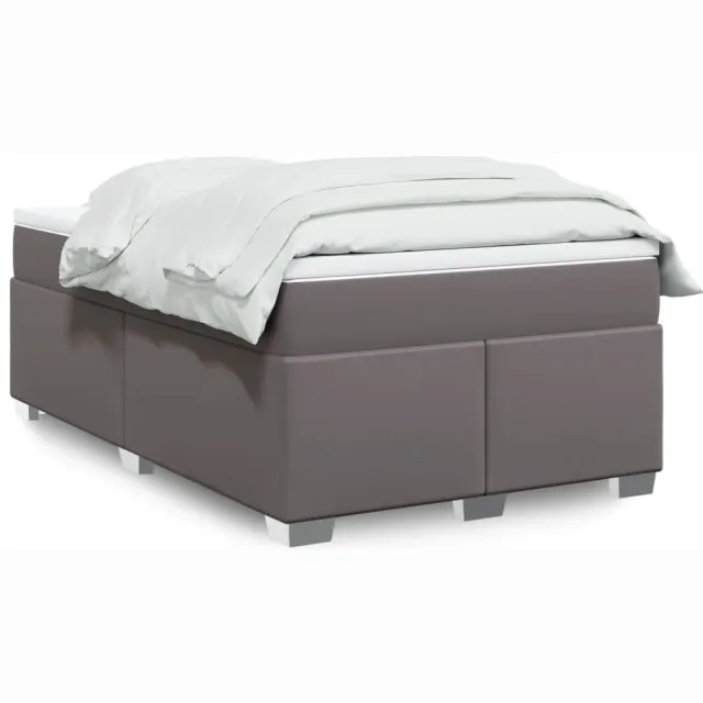 vidaXL Boxspring met matras kunstleer grijs 120x190 cm