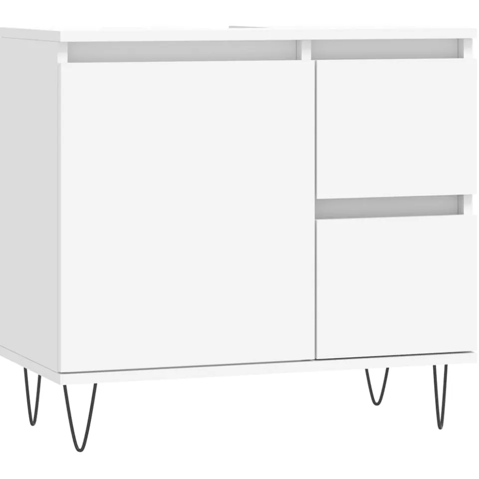 vidaXL Badkamerkast 65x33x60 cm bewerkt hout wit, foto 3