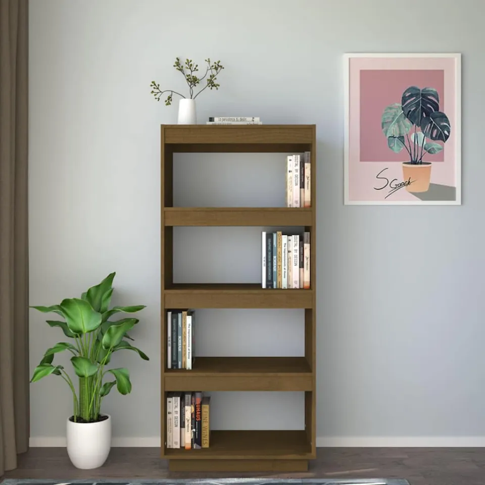 vidaXL Boekenkast/kamerscherm massief grenenhout honingbruin bruin, foto 3