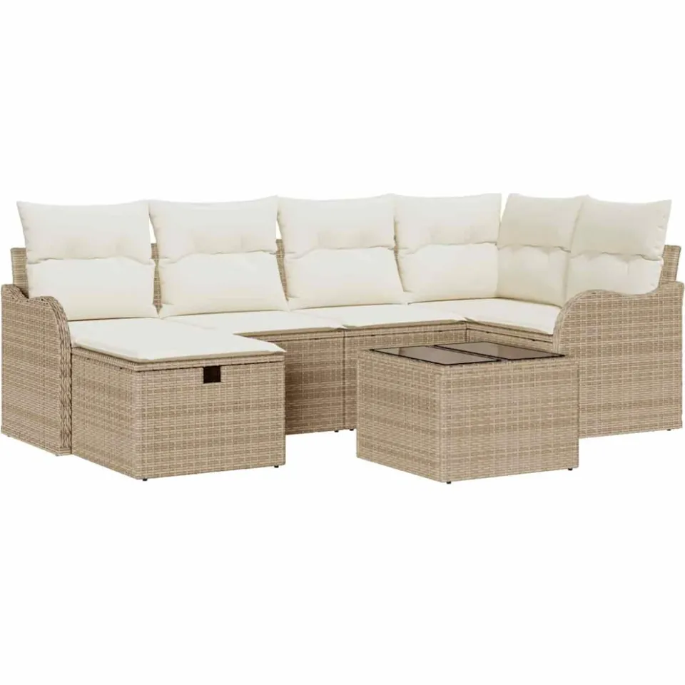vidaXL Tuin Sofa Set 7 st Poly riet lichtgrijs, foto 4