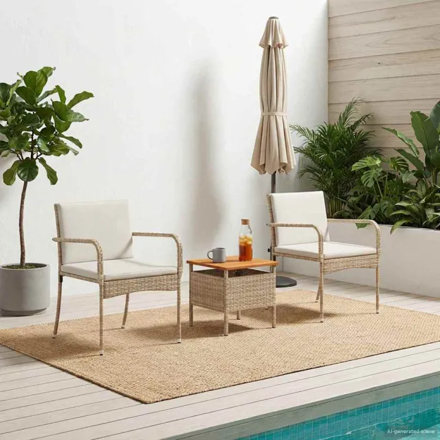 vidaXL Tuinset Beige poly rattan, foto 2
