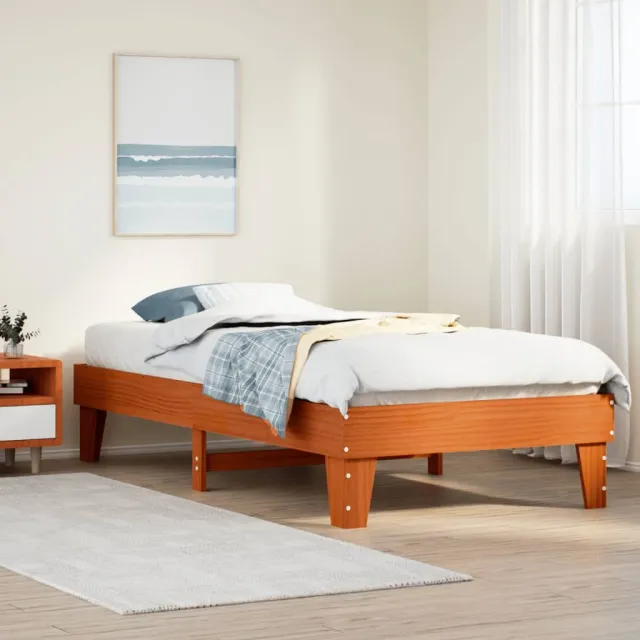 vidaXL Bedframe zonder matras massief grenenhout wasbruin 75x190 cm bruin