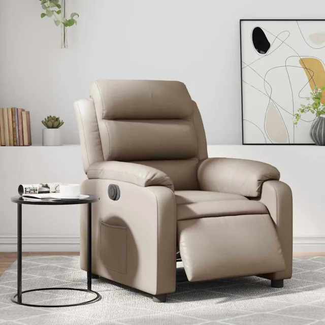 vidaXL Fauteuil verstelbaar elektrisch kunstleer cappuccinokleurig bruin