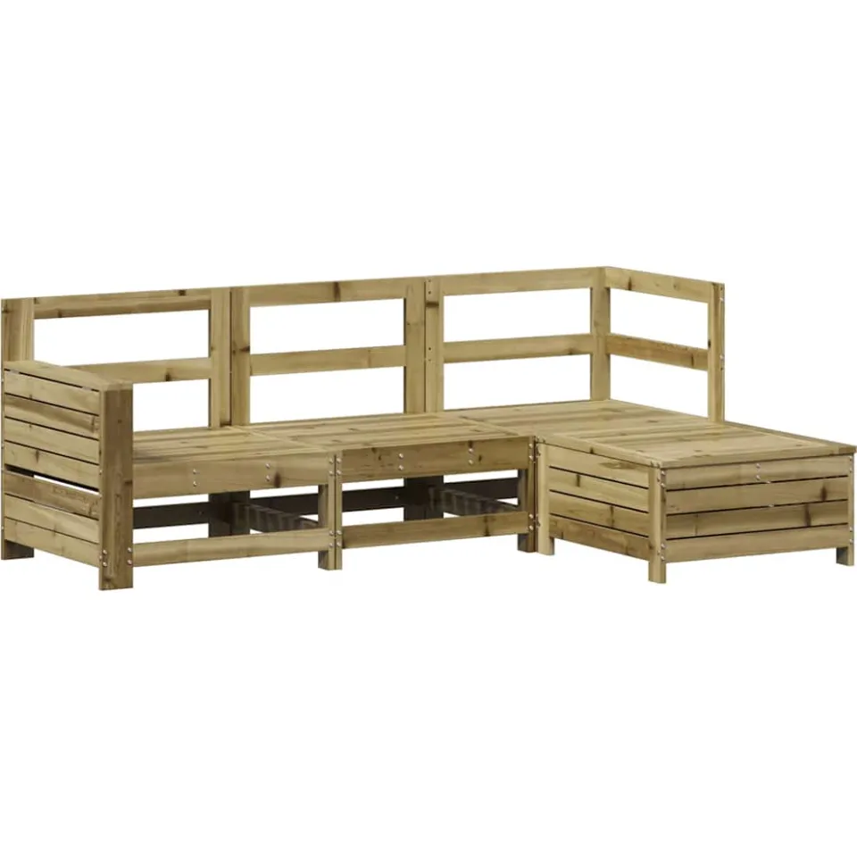 vidaXL 4-delige Loungeset geïmpregneerd grenenhout bruin, foto 3