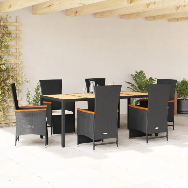 vidaXL 7-delige Tuinset met kussens poly rattan zwart, foto 2