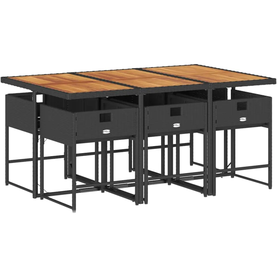 vidaXL 7-delige Tuinset met kussens poly rattan zwart, foto 4