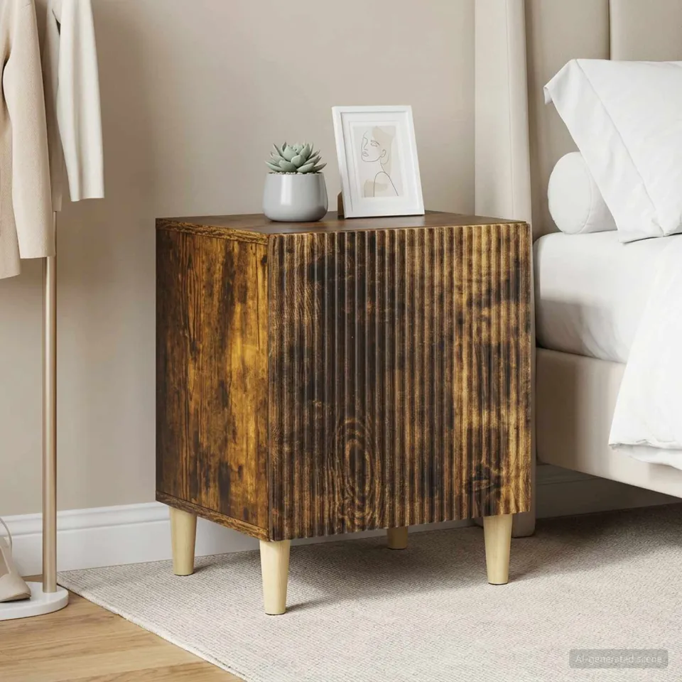 vidaXL Nachtkastje 2 st Gerookt eiken 43 x 34,5 x 50 cm Bewerkt hout, foto 4