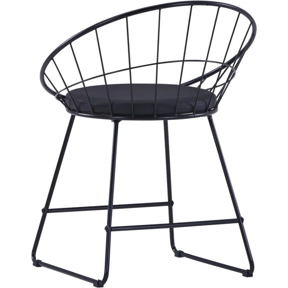 vidaXL Eetkamerstoelen met kunstleren zittingen 2 st staal zwart, foto 4