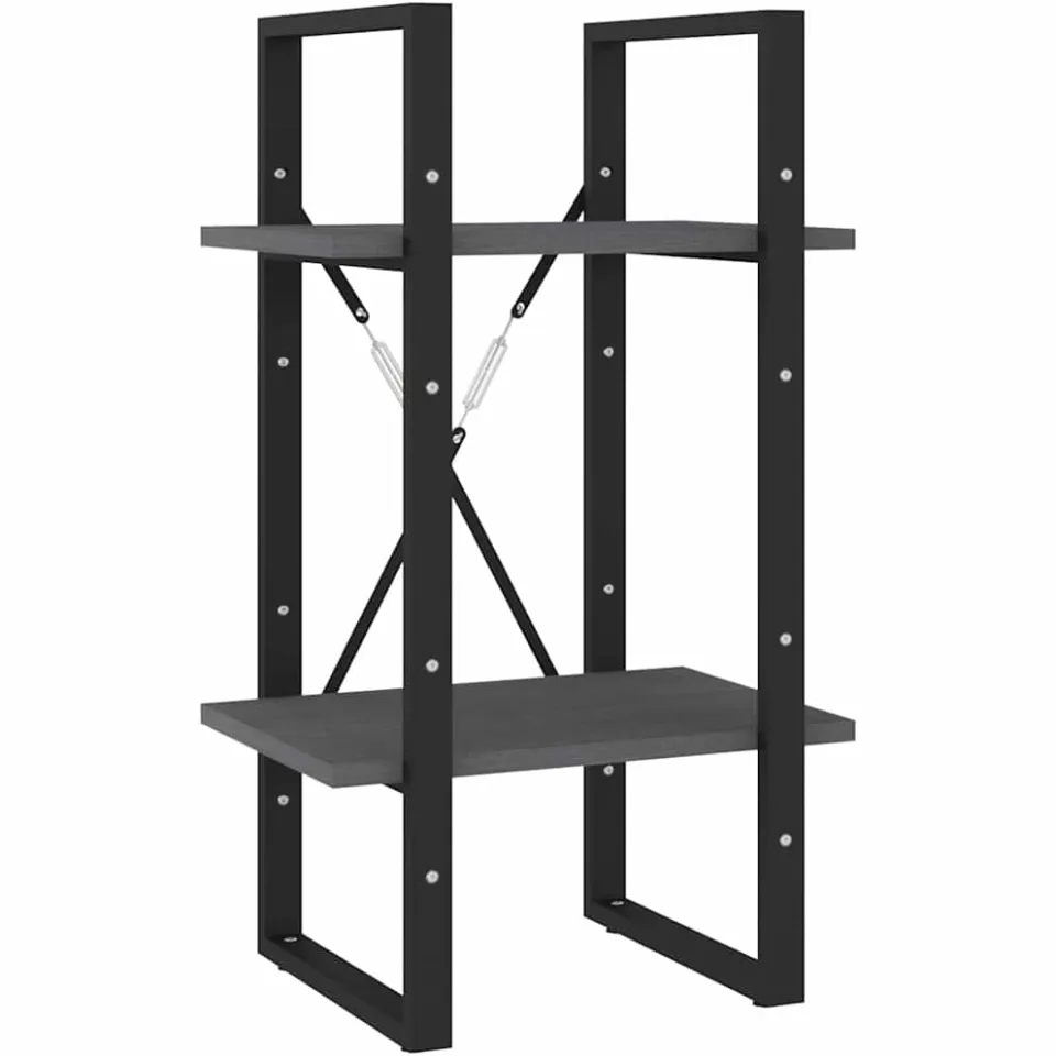 vidaXL Boekenkast met 2 schappen 40x30x70 cm massief grenenhout grijs