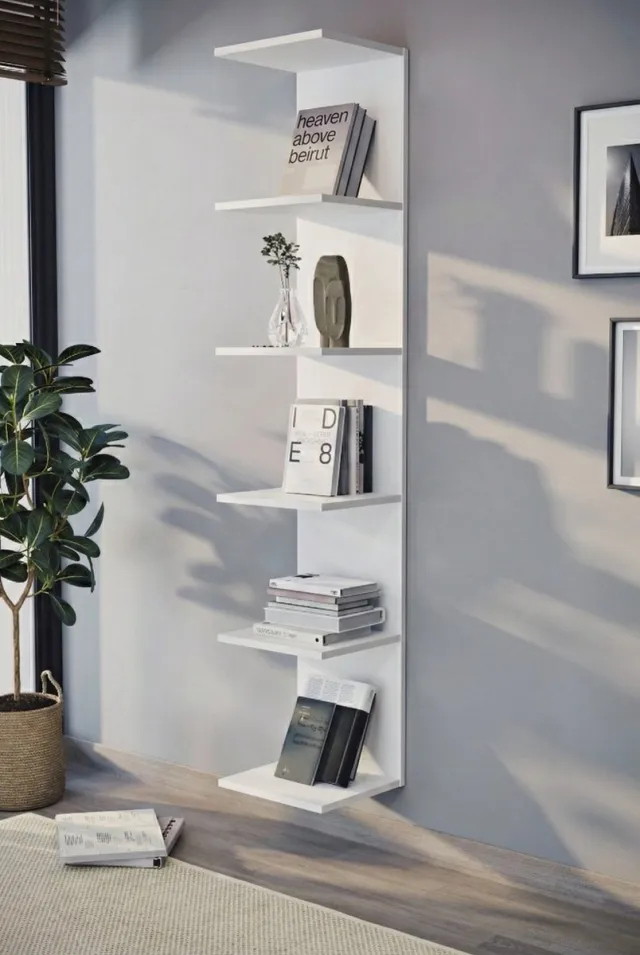 nordiva Boekenkast - Wandplank - Wandmontage - Wit - 180x34.5x30 cm