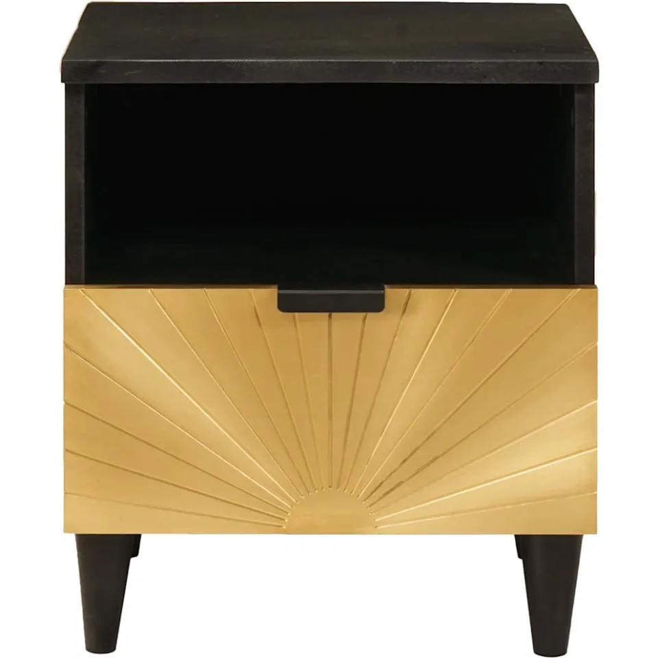 vidaXL Nachtkastje 2 st Zwart en Goud 40 x 33 x 46 cm Bewerkt hout, foto 4