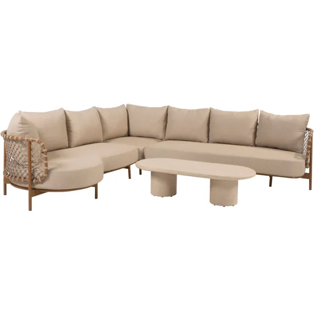 4 Seasons Outdoor Hampton Martinique modulaire hoek loungeset 4 delig Mortex amber 4 Seasons Outdoor Zand / Latte / Linen, Amber