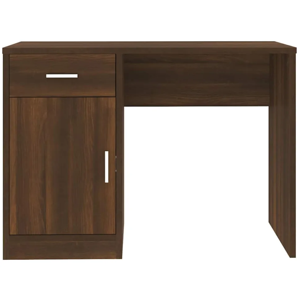 vidaXL Bureau met kast en lade 100x40x73 cm bewerkt hout bruineiken, foto 4
