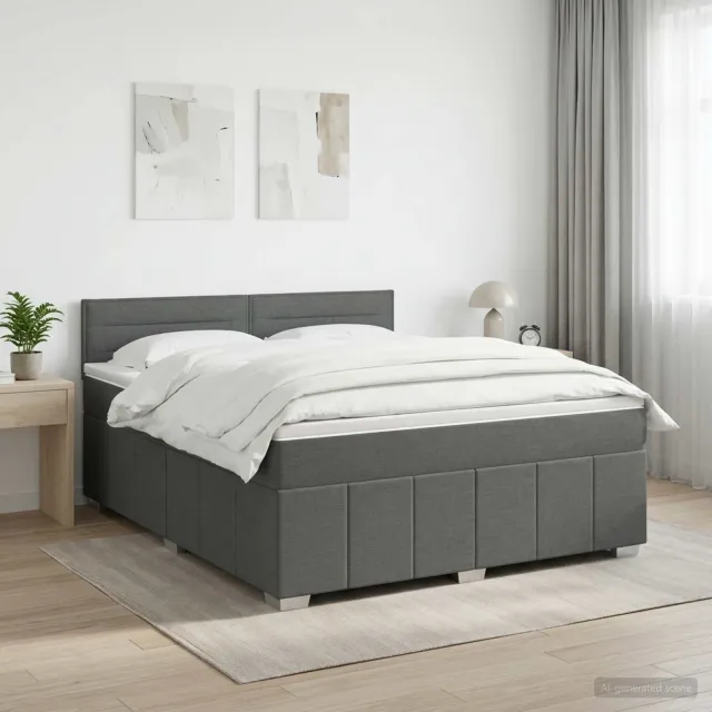 vidaXL Boxspringbed met matras Donkergrijs 140 x 190 cm Stof