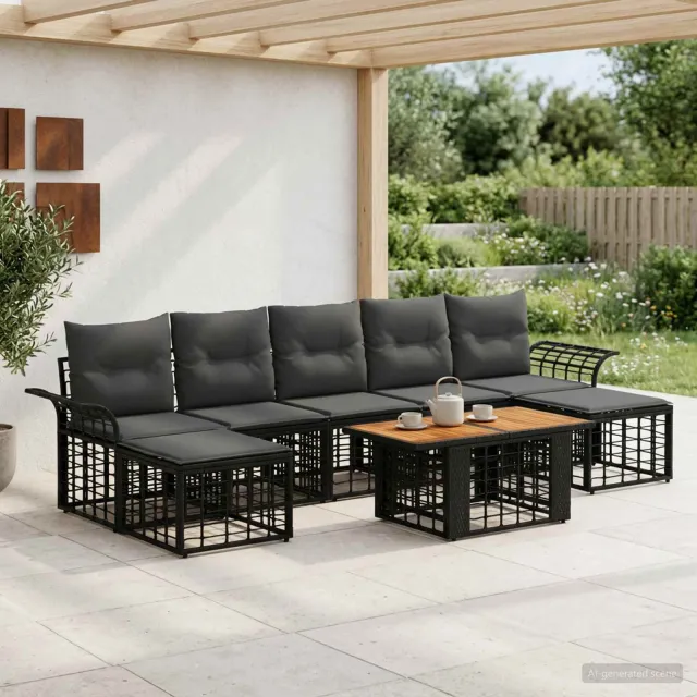 vidaXL Tuinbankenset 8 st Zwart en Donkergrijs 100 x 55 x 73 cm