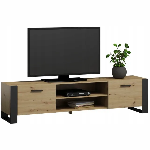 Per La Vita Alba Serie - Tv-meubel - 150 cm - Artisan-eiken/zwart - Met open vakken en deuren Artisan-eiken;Zwart