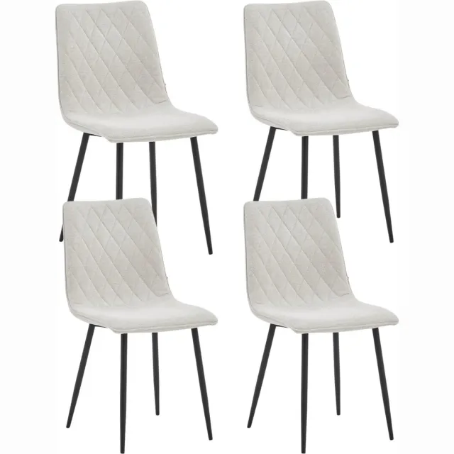 Colenis Elise Eetkamerstoel - Set Van 4 - Gebroken Wit - Linnen Stof- Industrieel