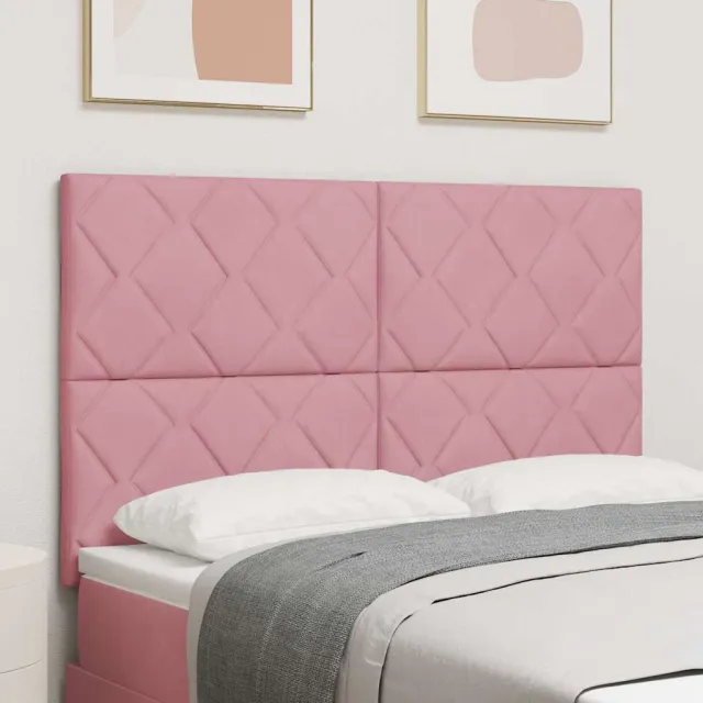 vidaXL LED Hoofdbord Roze Fluweel